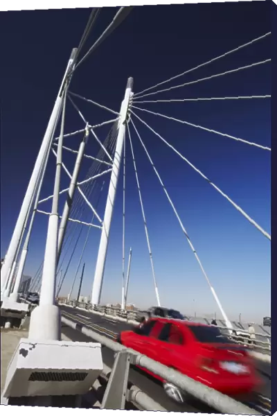 Cars crossing Nelson Mandela Bridge, Newtown, Johannesburg, Gauteng, South Africa, Africa