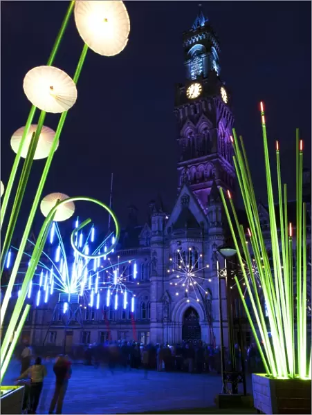 Bradford Garden of Light Display in Centenary Square, Bradford, West Yorkshire, Yorkshire, England, United Kingdom, Europe