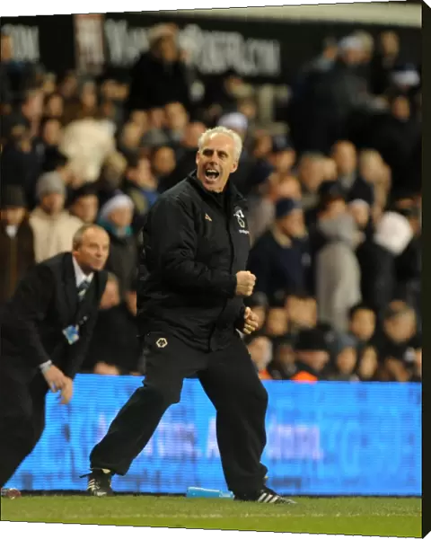 Mick McCarthy's Triumph: Wolves Manager Celebrates Full-Time Victory Over Tottenham in Barclays Premier League Soccer Match