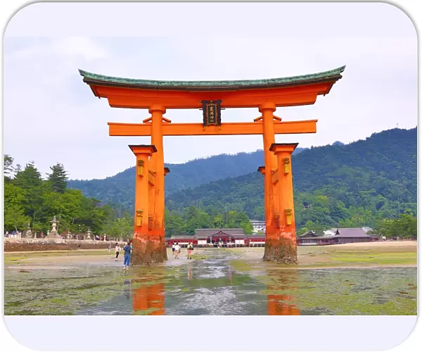 The great red Torii Gate at Itsukushima Shinto Shrine on Miyajima Island, Hiroshima, Japan
