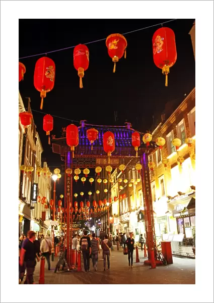 Red Chinese Lantern and lights in Chinatown, London