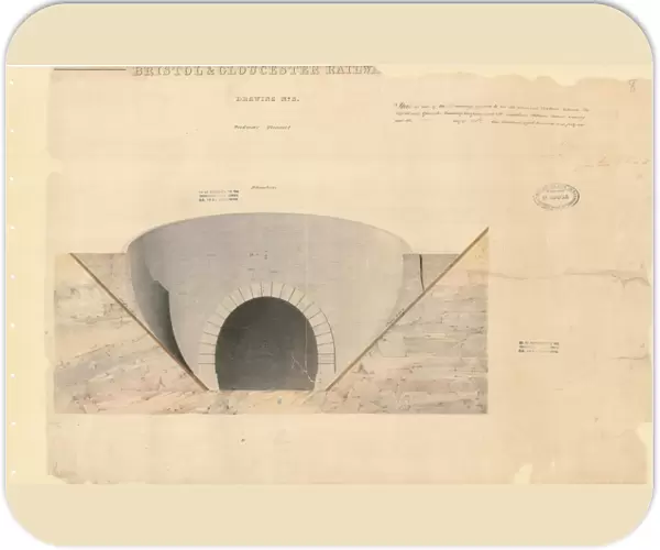 Bristol and Gloucester Railway, Wickwar Tunnel - Drawing No. 3 - Elevation of tunnel portal [1841]