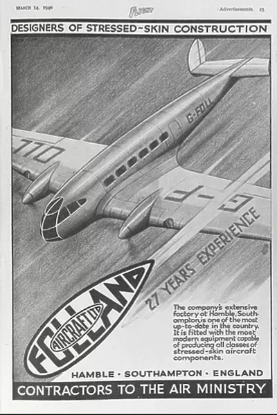 dvert for Folland Aircraft manufacturers March 1940
