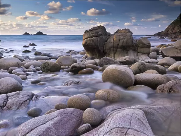 Rocky cove at Porth Nanven near Lands End, Cornwall, England. Winter (December)