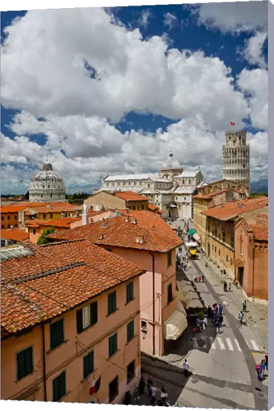 View over Leaning Tower, Cathedral & Bapistry, Pisa, Tuscany, Italy