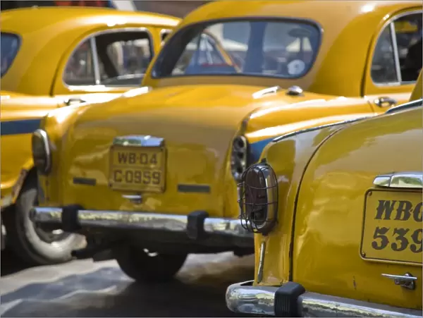India, West Bengal, Kolkata, Calcutta, Yellow ambassador taxis