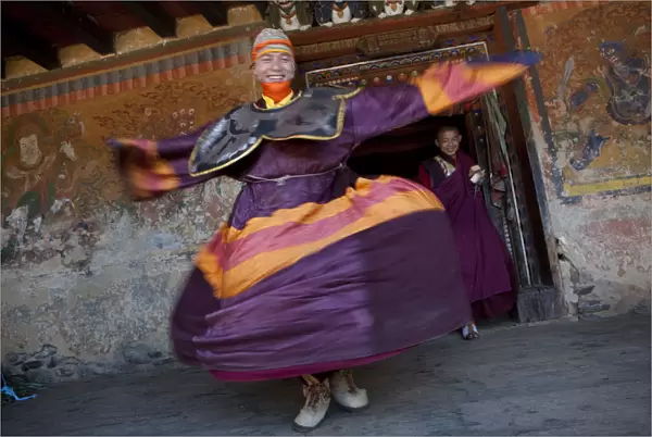 Participants prepare for the Tamshingphala Tsechu in Bumthang Bhutan
