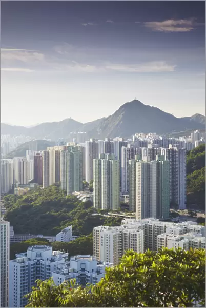 View of Kowloon Bay with Kowloon Peak in the background, Kowloon, Hong Kong, China