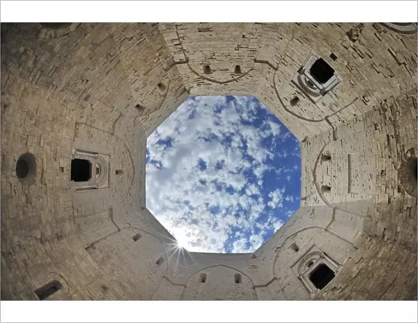 Courtyard of Castel del Monte castle, Andria province, Apulia region, Italy, Europe