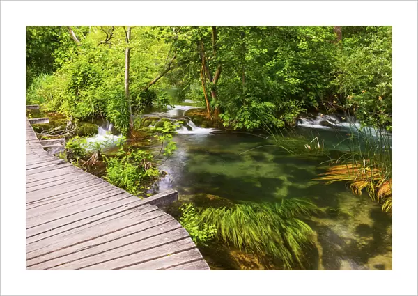 Dalmatia, Croatia, Krka National park, boardwlak and Waterfalls at Skadinski Buk
