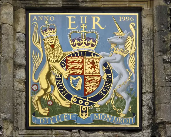 Coat of Arms over Priors Gate, Winchester, Hampshire, UK