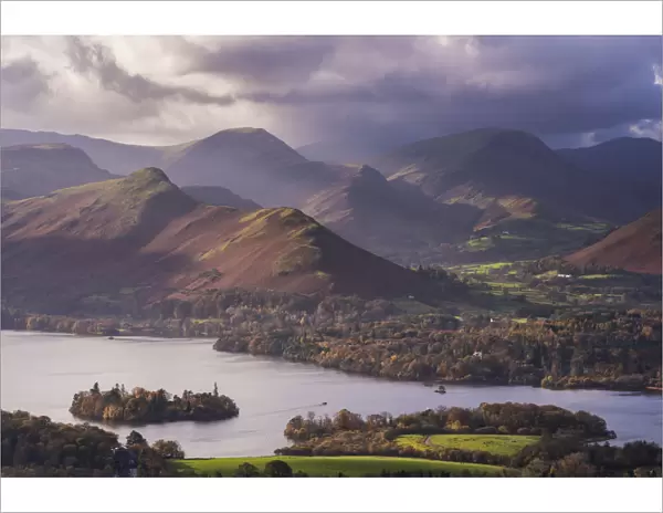 Moody skies above Derwent Water and the Newlands Valley, Lake District, Cumbria, England