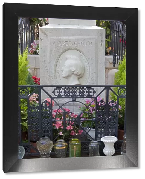 Paris, France. The grave of Frederick Chopin in the Pere Lachaise cemetary in Paris