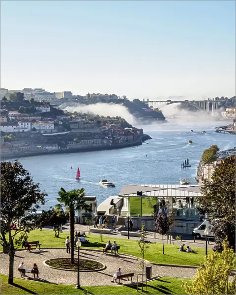 View over Jardim do Morro towards Douro River, Vila Nova de Gaia, Porto, Portugal