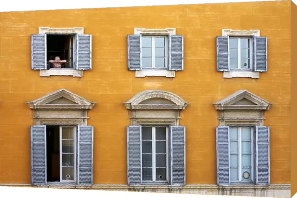 Old Woman looking out of Window, Rome, Italy