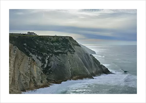 The sanctuary of Espichel Cape facing the Atlantic Ocean. Sesimbra, Portugal
