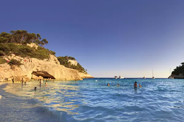 Spain, Balearic Islands, Menorca (Minorca), Cala Mitjana beach