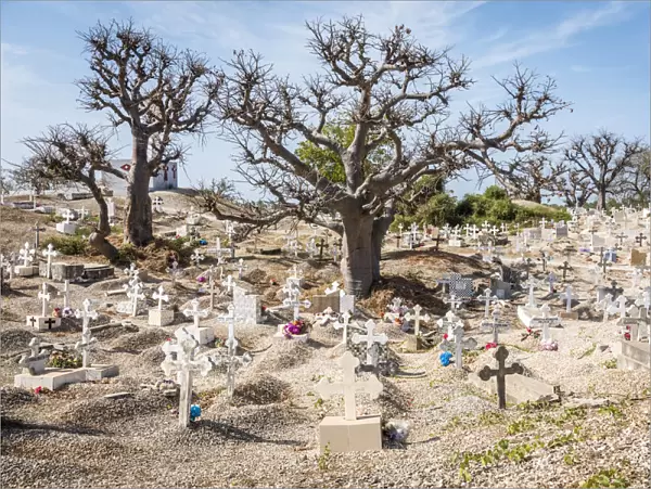 Africa, Senegal, Joal Fadiouth. The cemetery on the island built on sea shells