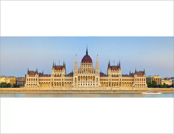 Hungarian Parliament Building & The River Danube illuminated at Dusk, Budapest, Hungary