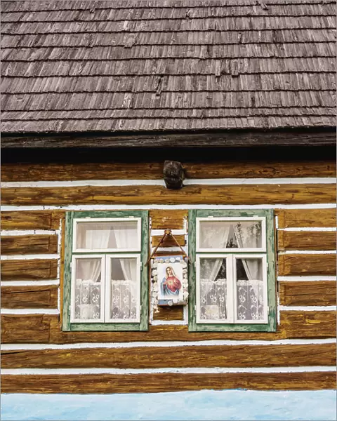 Hut in Open Air Museum, detailed view, Stara Lubovna, Presov Region, Slovakia