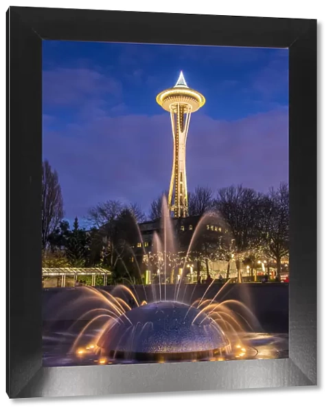 The International Fountain with Space Needle in the background, Seattle Center, Seattle