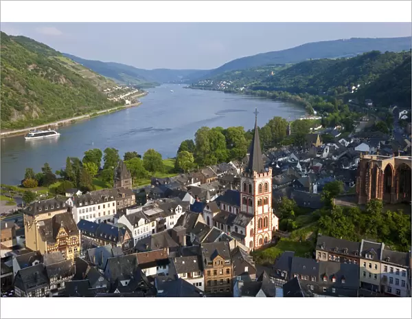 View over Bacharach & River Rhine, Rhine Valley, Germany