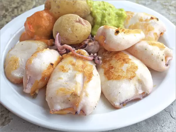 Baby Squid and Boiled Salted Potatoes Tapas with Mojo Sauce, Las Palmas de Gran Canaria