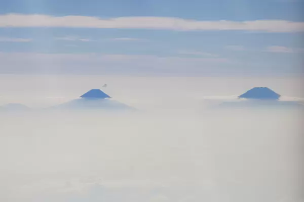 Indonesia, Java, Magelang, Aerial view of Volcanoes near Jogyakarta