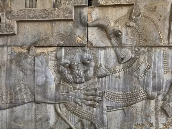 Relief on staircase, Apadana Palace, Persepolis, ceremonial capital of Achaemenid Empire