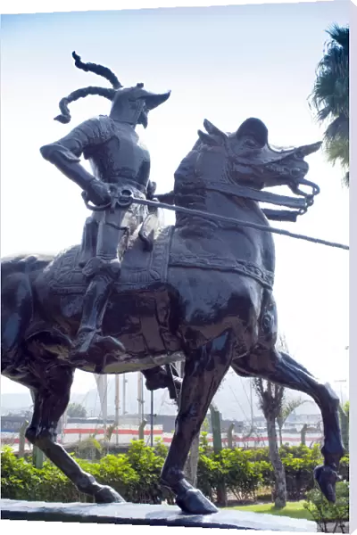 Peru, Lima, Bronze Statue Of Francisco Pizzaro, Founder Of Lima, Parque de la Muralla