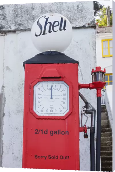 England, Cornwall, St. Mawes, Historical Petrol Pump