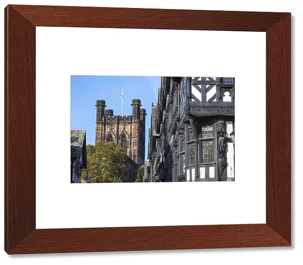 United Kingdom, England, Cheshire, Chester, Tudor buildings on Eastgate Street with
