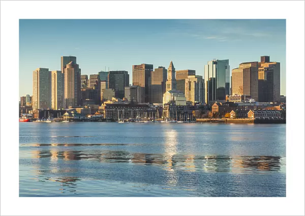 USA, New England, Massachusetts, Boston, city skyline from Boston Harbor