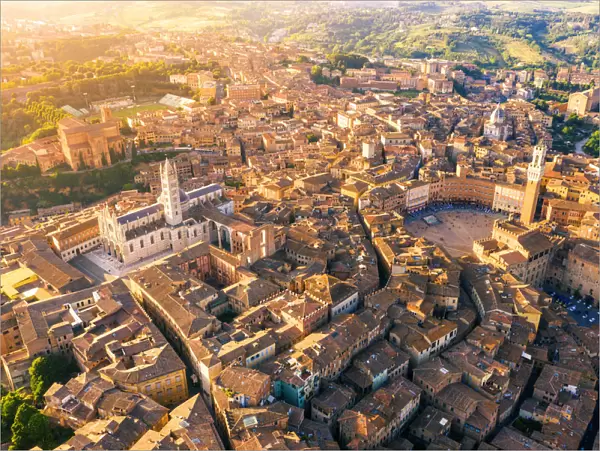 Aerial view of Siena old Town. Siena, Tuscany, Italy, Europe
