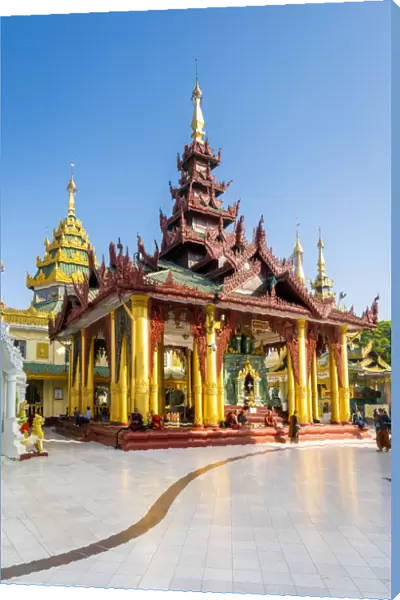 Temple in Shwedagon Pagoda complex, Yangon, Yangon Region, Myanmar
