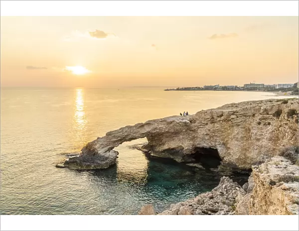 Sunset over the Love Bridge in Ayia Napa, Famagusta District, Cyprus