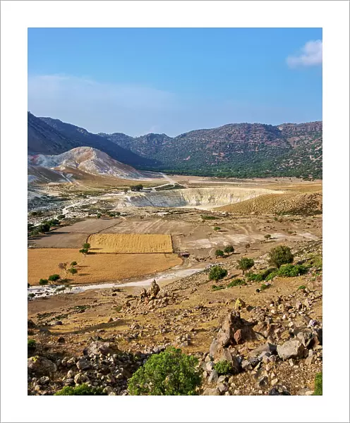 Stefanos Volcano Crater, elevated view, Nisyros Island, Dodecanese, Greece