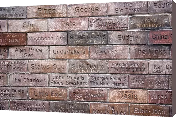 Inscriptions of musicians and bands. Mathew Street, Liverpool, England, UK