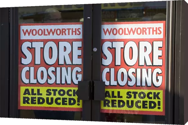Sale signs on Woolworths in Kendal Cumbria UK 4 days before the business closed for good
