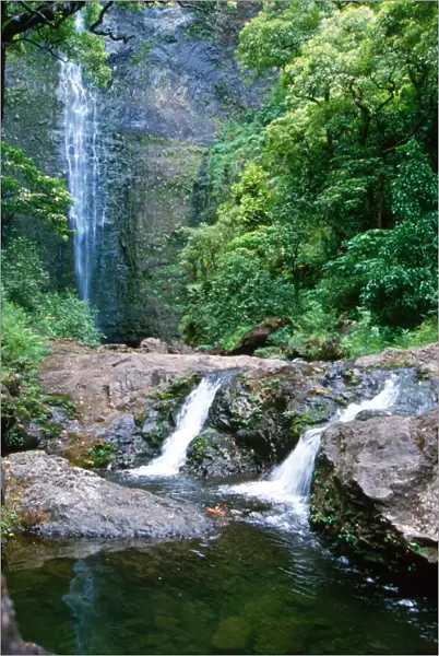 Hanakapiai falls, Kauai, Hawaii (N. Pacific)