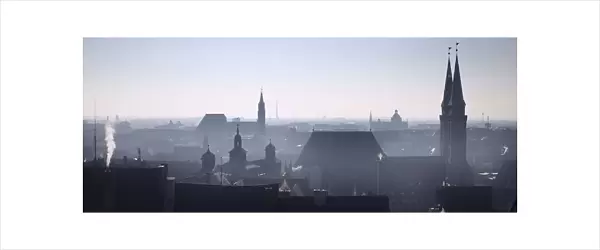 20065009. GERMANY Bavaria Nuremberg Winter city skyline from the Kaiserburg.