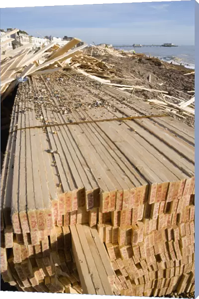 20089270. ENGLAND West Sussex Worthing Timber washed up on the beach
