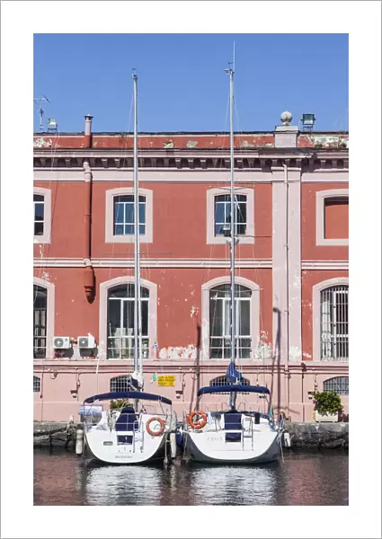 Italy, Campania, Naples, Yachts beside Lega Navale Italiana, Italian Naval League building