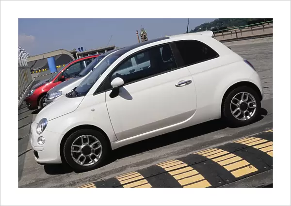 Italy, Piedmont, Turin, Fiat 500 on the test track of the Lingotto building