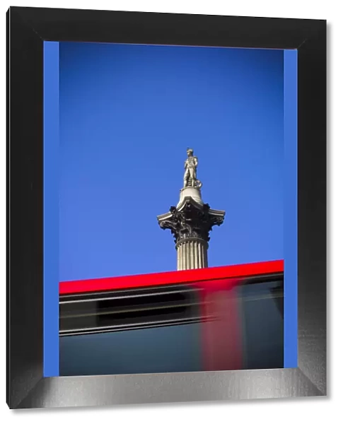 UK, London, Trafalgar Square, Nelsons Column, Double Decker Bus