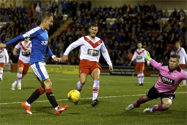 Rangers Dean Shiels Scores the Game-Winning Goal in League Cup Round Two Against Airdrieonians at Excelsior Stadium