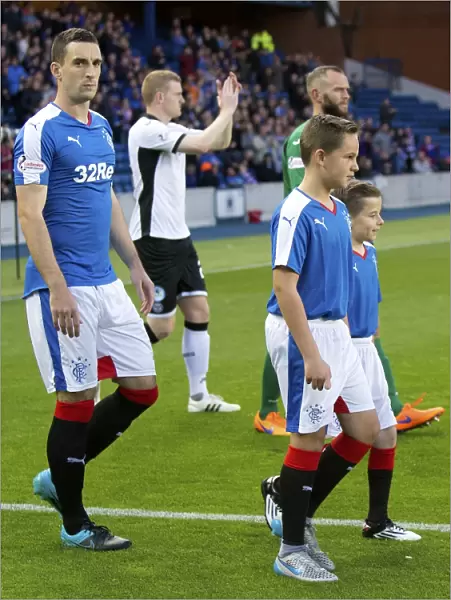 Rangers Captain Lee Wallace and Mascots Celebrate Scottish League Cup Victory at Ibrox Stadium
