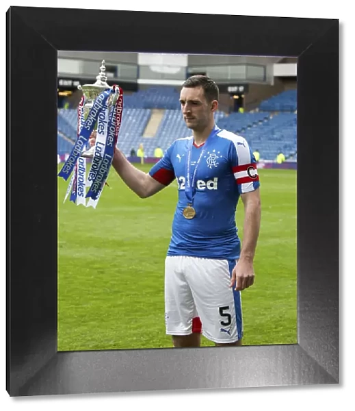 Rangers Football Club: Lee Wallace Lifts the Ladbrokes Championship Trophy at Ibrox Stadium