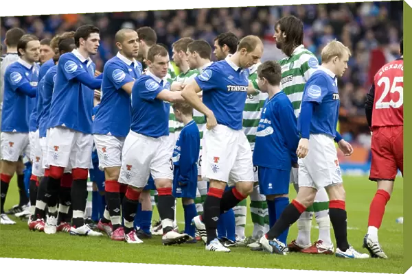 The Moment of Truth: Rangers vs Celtic - Co-operative Insurance Cup Final at Hampden Stadium (2011) - Rangers Players Unite Before Kick-Off (Co-operative Cup Winners)