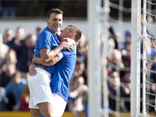 Rangers Kal Naismith Rejoices in His Goal Against Forres Mechanics in Scottish Cup Second Round (9-0)